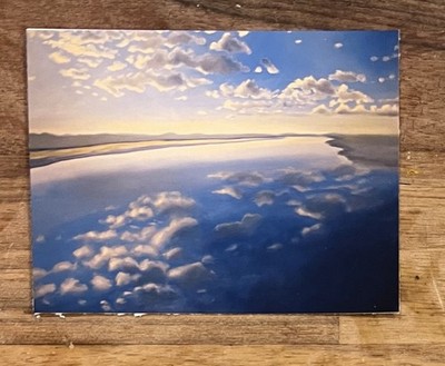 ACEO Print Of Oil Painting Blue Sky Ocean Clouds 2.5x3.5 Paper Sabrina Mantle