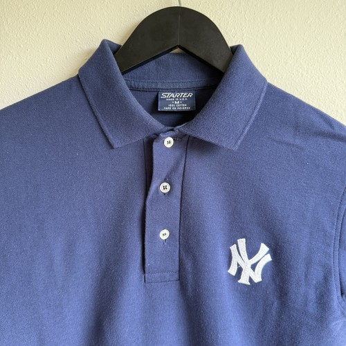 VTG Starter Men's NY Yankees Polo Navy 90s Made In USA - Picture 2 of 13
