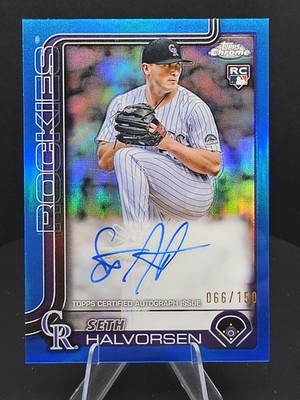 2025 Topps Chrome Seth Halvorsen (RC) Blue Refractor Autograph /150 (AU) Rockies