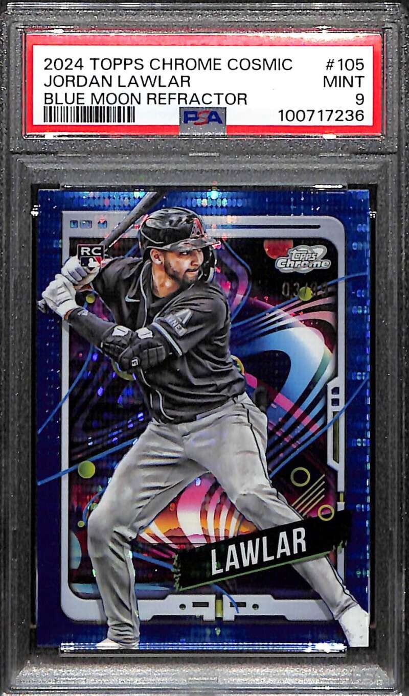 2024 Topps Cosmic Chrome Blue Moon Refractor 105 Jordan Lawlar Rookie 3/99 PSA 9