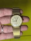 Vintage Timex Acqua Watch Men 34mm Gold Tone Stretch Band Manual Wind