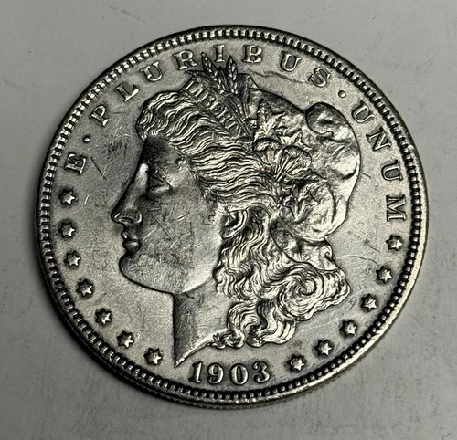 AU 1903-P Morgan Silver Dollar (cleaned), U.S. $1 Coin Almost UNC