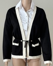 New Chanel Black Light /Thin Cardigan SZ: 36 or Small