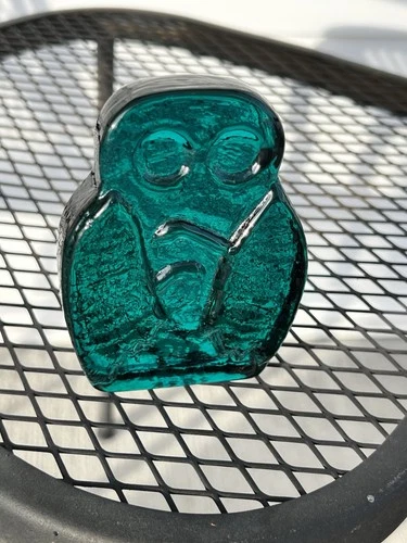 Blenko Glass Cryptid Critter 2523C - Mothman - Cerulean - Signed By John Blenko