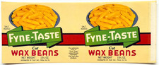 1950s Fyne Taste Wax Beans Label Unused NOS Vintage Tulip Inc Philadelphia