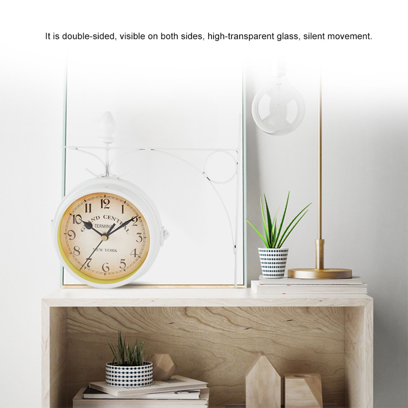 Vintage Double-Sided Metal Wall Clock for Living Room Decor