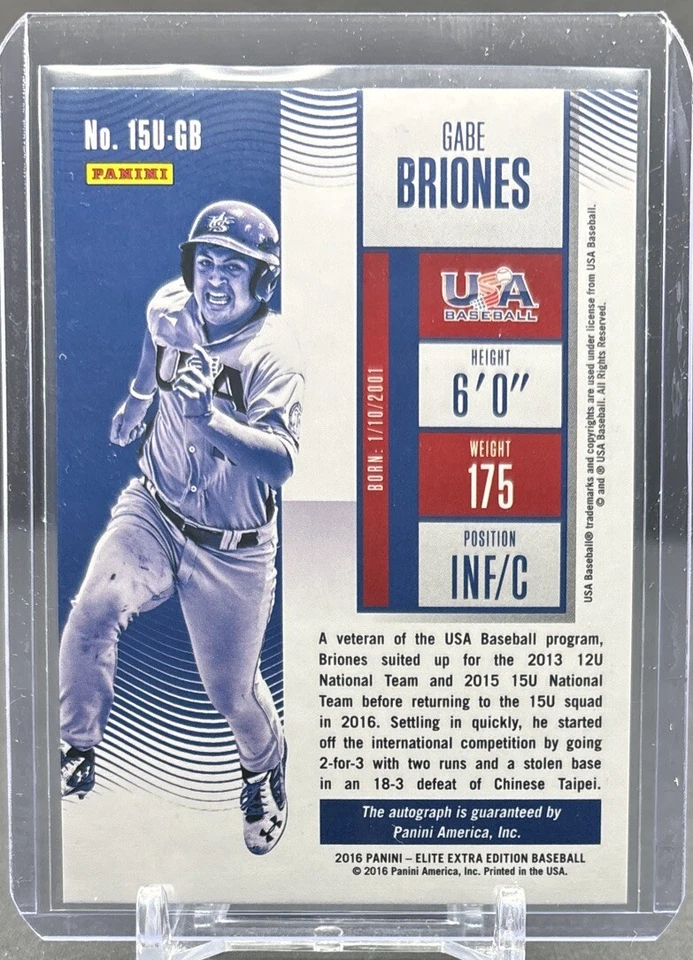 2016 PANINI ELITE EXTRA #15U-GB Gabe Briones Season Ticket Cracked Ice Auto /24 - Image 2 of 2