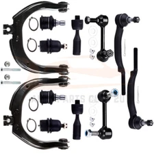 12pc Front Upper Control Arm Kit + Tie Rod for Chevy Trailblazer GMC Envoy Isuzu