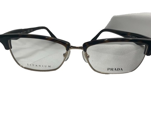 PRADA Eyeglass Frames Black Cat Eye Half Rim * 52[]17-140 colored
