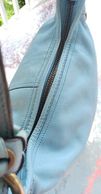 バッグ Coach Vintage Bleecker Blue Bucket Bag Coach 11422 MEDIUM Vintage Bleecker Sky Blue Leather Bucket