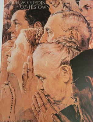 The Four Freedoms OF WORSHIP by Norman Rockwell in SEP 1943 WWII