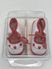 NOS Vintage Infant Shoes Cradle Newborn Shoes Red Hearts