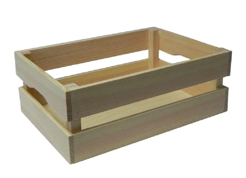 Wooden Crate - Unpainted Pine Wood Storage Box DIY small size 33 x 22 x 14 cm - Image 2 of 4