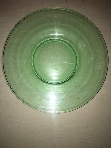 1 SAUCER CLEAR APPLE GREEN DEPRESSION GLASS VINTAGE