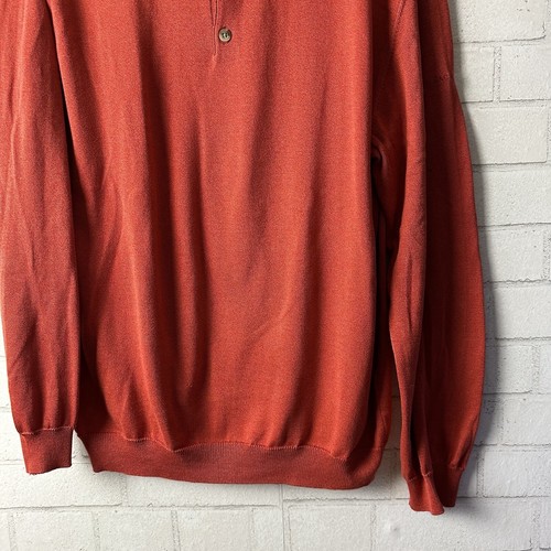 ALPACA 111 Sweater Pima Cotton Rust Red Made In Peru Size Medium M Comfort - Picture 3 of 8