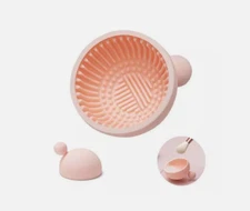 Portable Brush Cleaning Pad Silicone Makeup Cleaning Brush Scrubber Bowl
