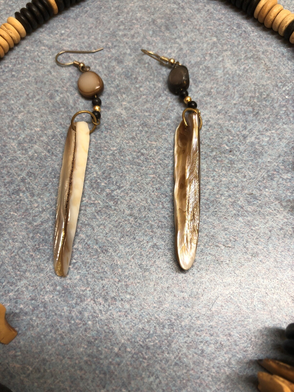 Large Abalone Shell Pendant Statement Necklace Br… - image 4