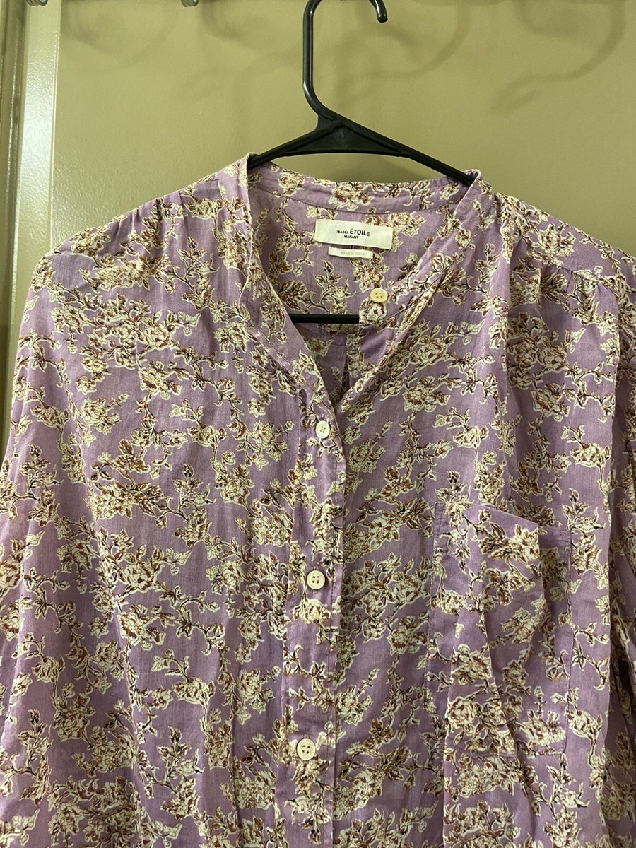 ISABEL MARANT ETOILE◆長袖ブラウス/34/コットン/PUP/花柄/78-01-96-01004 isabel marant etoile cotton purple floral long sleeve blouse