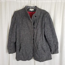 Vintage Mark Up CA Herringbone Tweed Winter Wool Dress Up Coat Peacoat Girls 14