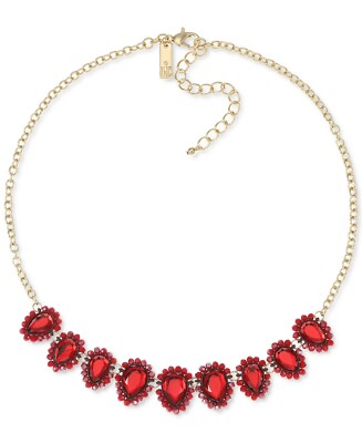 Inc goldfarbene Kristall & Perlen Halsband Halskette 18'' + 3'' Verlängerung