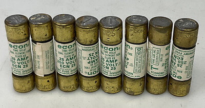 8 Pack Econ ECN-25 Time Delay Dual Element Fuse Class K9