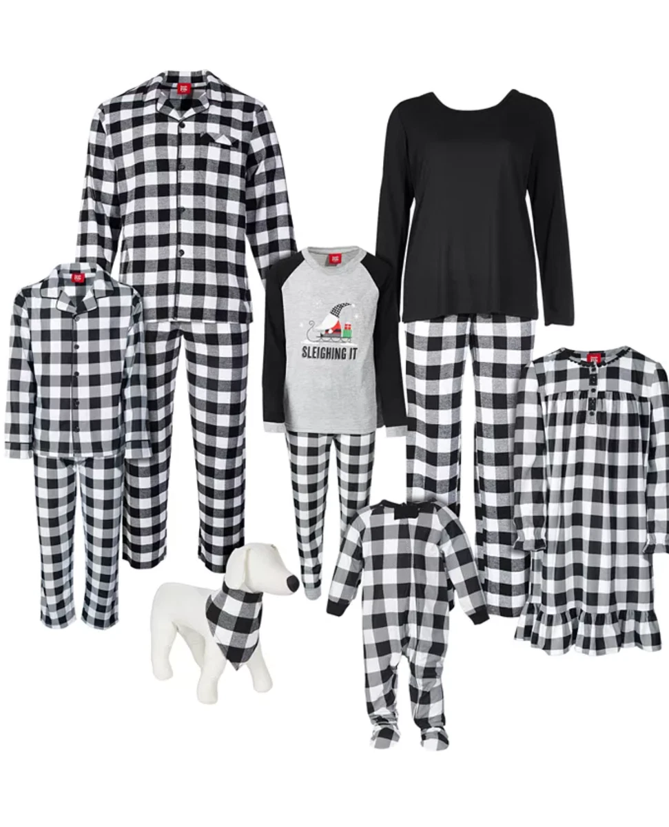 FAMILY PAJAMAS Toddler Kids' 2-Piece Buffalo Check Pajama Set sz 2T-3T Black