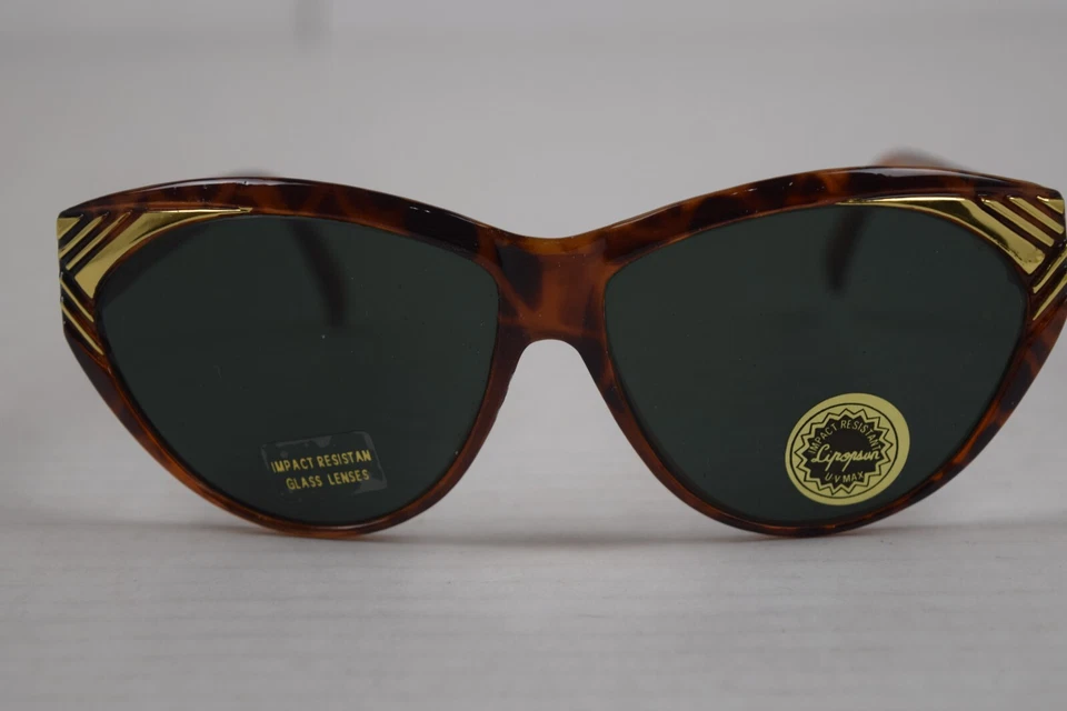 Vintage Sunglasses Lipopsun 80s Oversize Mod Embellished Tortoise Cat Eye Frames - Image 2 of 4