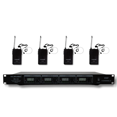 MUSYSIC MU-V4-LL VHF Wireless Mic System 4CH Lavalier Bodypack Restored Work