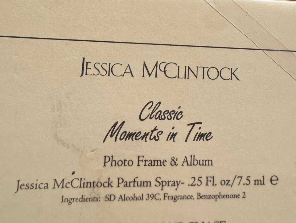 JESSICA McCLINTOCK Perfume Momentos no Tempo MULHERES 0,25 OZ Novo Conjunto de Presente Moldura para Foto - Imagem 2 de 2