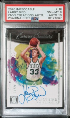 2020 Panini Impeccable Canvas Creations LARRY BIRD AUTO /25 PSA 8