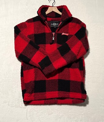 Budweiser Boxercraft Red & Black Plaid Pullover Sweater Size S