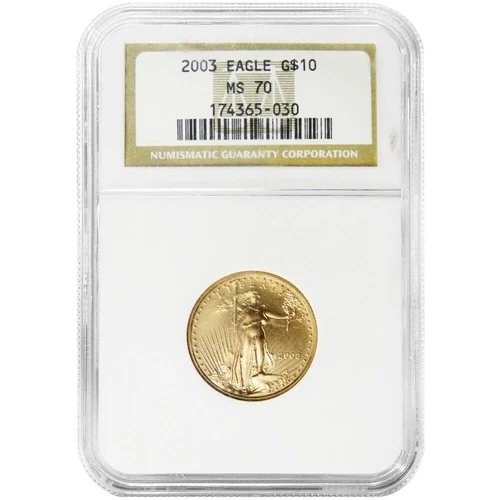2003 $10 American Gold Eagle 1/4 oz NGC MS70 Old Brown Label