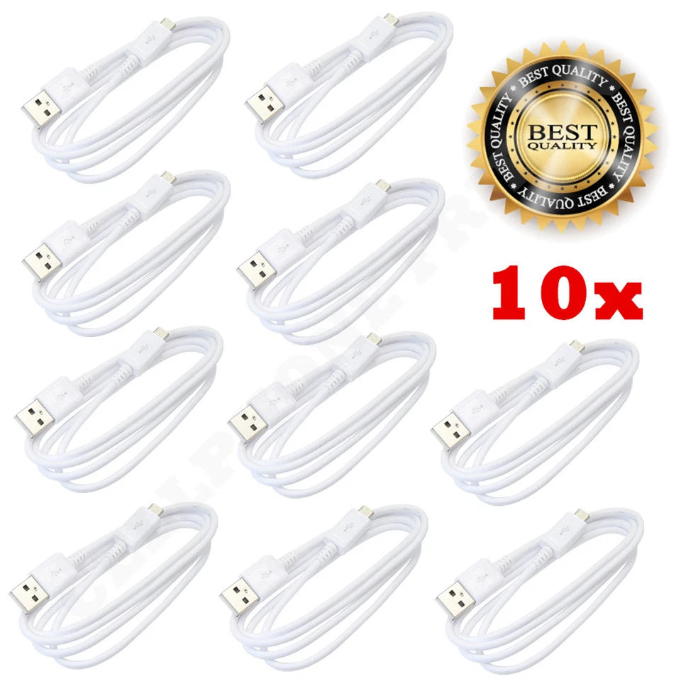 10 Set USB Power Adapter Wall Charger Micro Cable Cord US Plug For Samsung White - Image 3 of 4