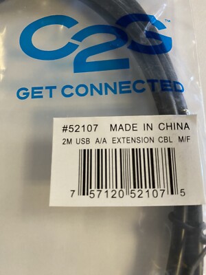7 C2G LEGRAND 52107 2M USB A/A EXTENSION CABLE BLACK CBL M/F