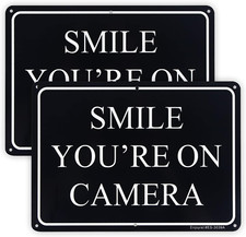 2 Pack Smile You'Re on Camera Sign, Video Surveillance Sign, 10"X 7" .04" Alumin