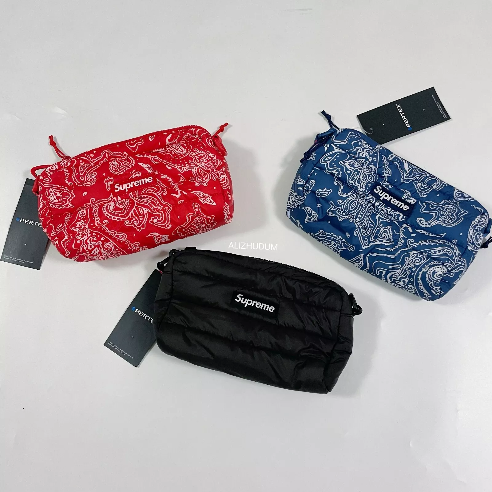 SAC LATÉRAL SUPREME FW22 ROUGE BLEU PAISLEY NOIR TOUT NEUF