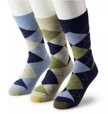 GOLD TOE Men's 3 pack Carlyle Argyle Crew Socks, 10-13, Multi-color