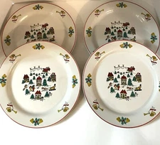 Vintage Kun-Lun ~ The Joy Of Christmas Jamestown Dinner Plates 10 3/8"(Set of 4)