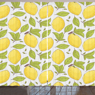 Zitrone Rustikale Gardine Limonade Obst Blätter Doodle