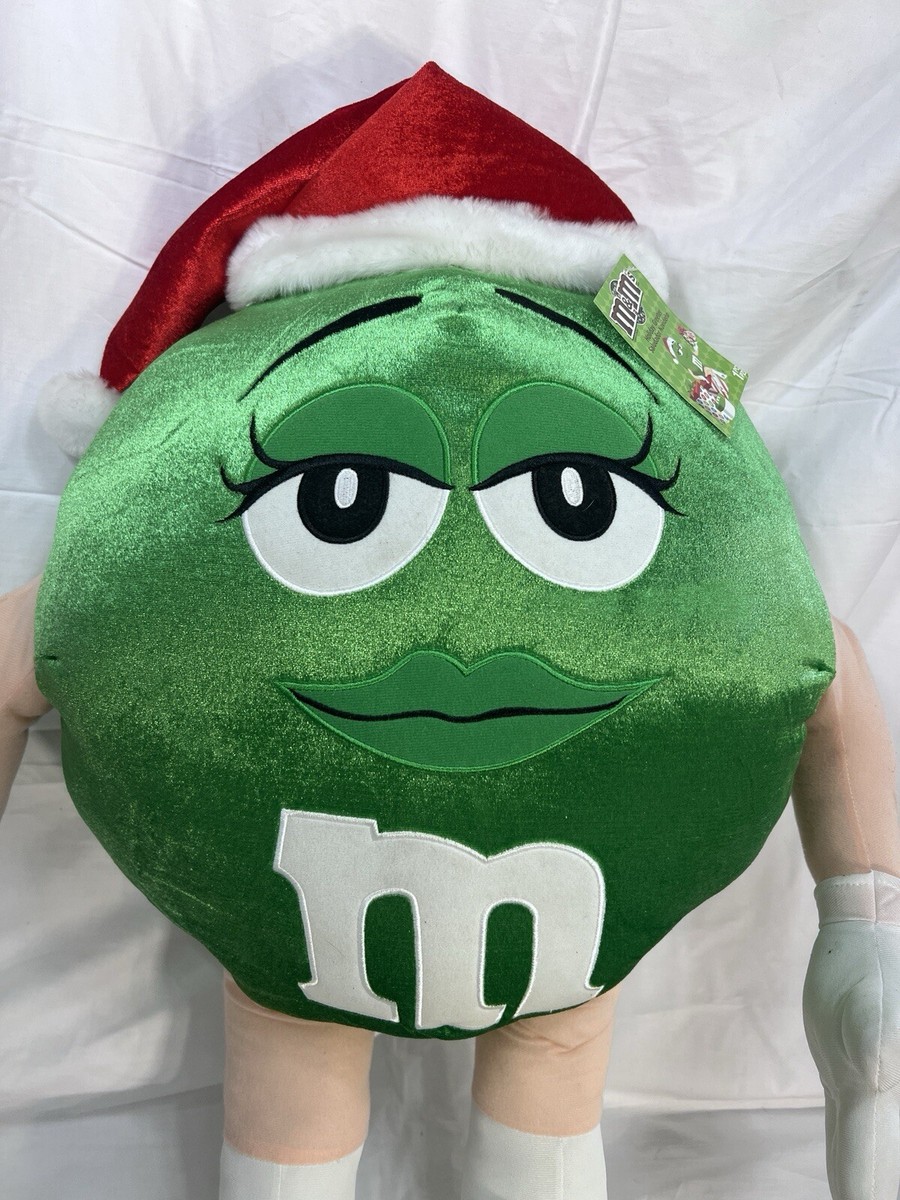 Large Standing Green M&M GEMMY Girl Plush Santa Hat 24” Tall Porch