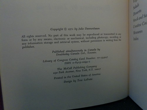 Julie Dannenbaum's Creative Cooking School McCall Publishing 1971 - Imagen 17 de 17