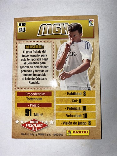 panini megacracks 2013/14 BALE LIMITED EDITION REAL MADRID ROOKIE CARD VERY RARE - Picture 2 of 2