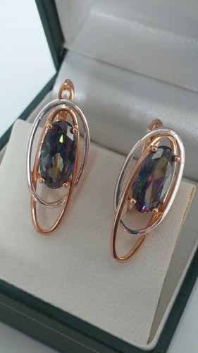 Vintage 1990-s 14 Ct Rolled Gold Large Topaz Earrings-Hallmarked 585 RG.