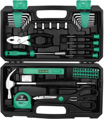 DEKO Werkzeugset Set Box 62-teilig Heimwerker Werkzeuge Basic Handwerkzeugkasten Sets 