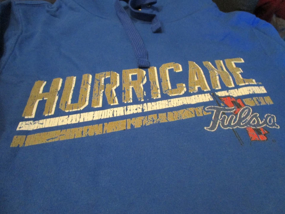 NWT NCAA TULSA GOLDEN HURRICANE WOMENS HOODED SWEATSHIRT BLUE LARGE - Image 2 of 2