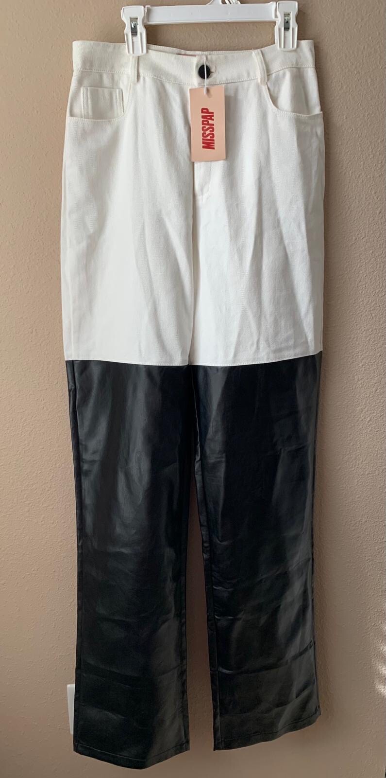 Misspap Black X Tia Lineker Leather Look Half Jean Uk 10 image 6