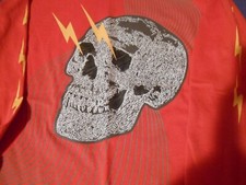 WONDER NATION SZ 8 M SKULL LIGHTENING BOLTS ORANGE CHILDS TEE