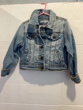 Girls Cat  Jack Denim Jean Jacket Size X Small 4-5 Pre Owned