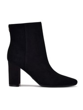 NINE WEST Womens Black Dery 9x9 Almond Toe Block Heel Leather Booties 10 M