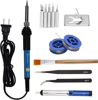 Electronics Soldering Iron Kit，60W 110V Adjustable Temperature Welding Tool Set,